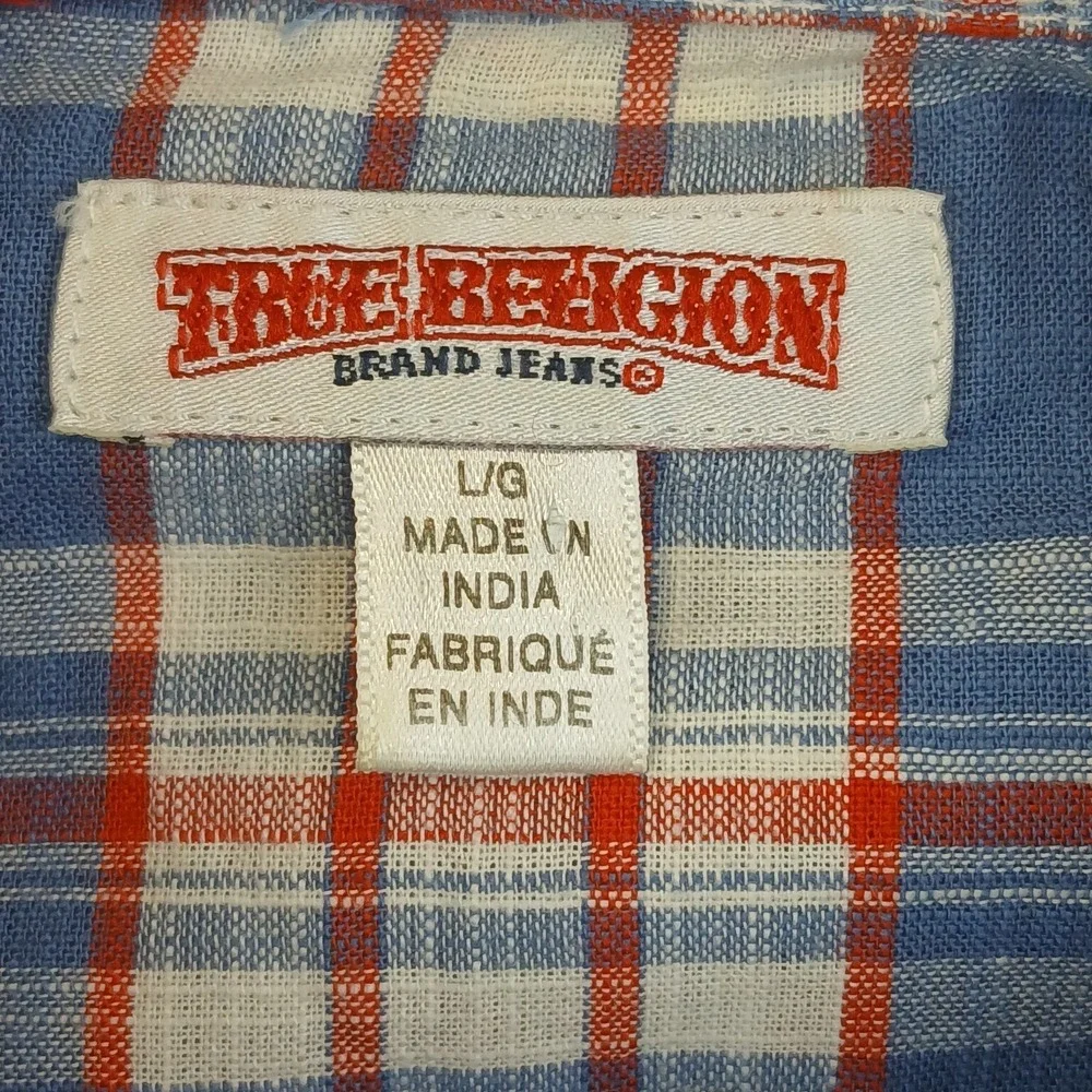 True Religion Large Mens Shirt Cowboy Western Short Sleeve 22x28
